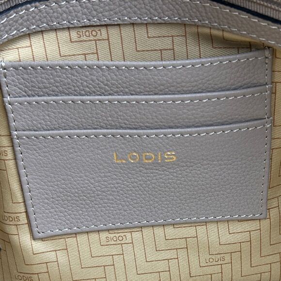 NWT LODIS Camilla Tote Shoulder Bag Ash Grey Taupe Leather Studded Zip Tassels - Picture 10 of 16